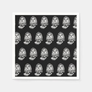 Greco Roman Marble Bust Classical Black and White Napkin
