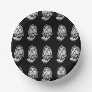 Greco Roman Marble Bust Classical Black and White Paper Plate