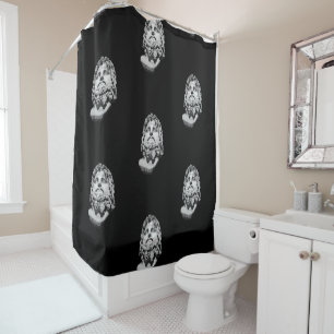 Greco Roman Marble Bust Classical Black and White Shower Curtain