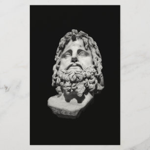 Greco Roman Marble Bust Classical Black and White Stationery