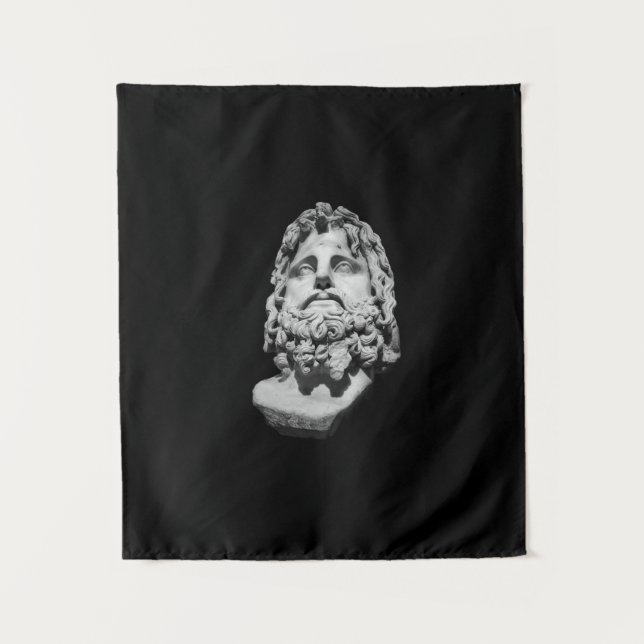 Greco Roman Marble Bust Classical Black and White  Tapestry (Front)
