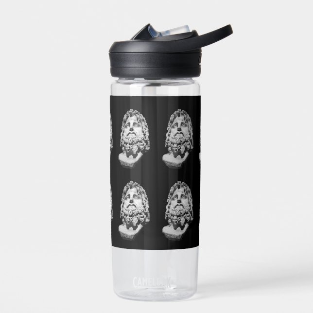 Greco Roman Marble Bust Classical Black and White  Water Bottle (Left)