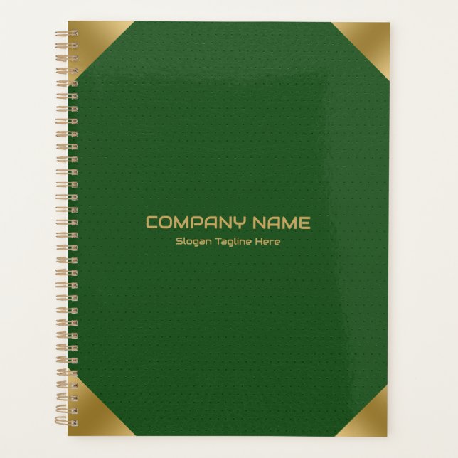 Gree leather image print with gold accents planner (Front)