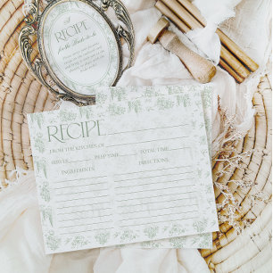 Gree Toile Floral Vintage Bridal Shower Recipe