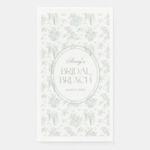 Gree Toile Floral Vintage Bridal Shower Welcome Napkin