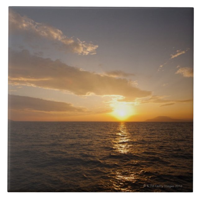 Greece, Aegean Sea horizon at sunrise Tile (Front)