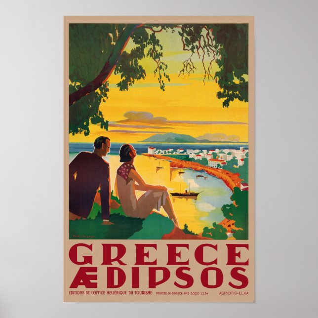 Greece Aidipsos Vintage Poster 1940s (Front)