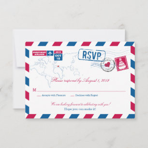 Greece Air Mail Wedding RSVP