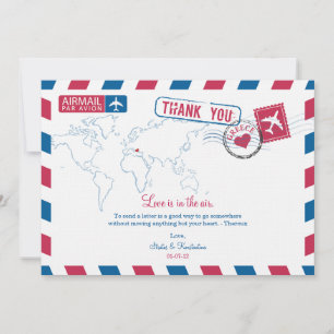 Greece Air Mail Wedding Thank You Card