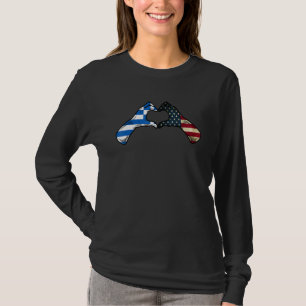 Greece American USA Flag USA Greek Heart T-Shirt