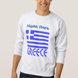 Greece and Greek Flag Blue Personalisation Men's  Sweatshirt