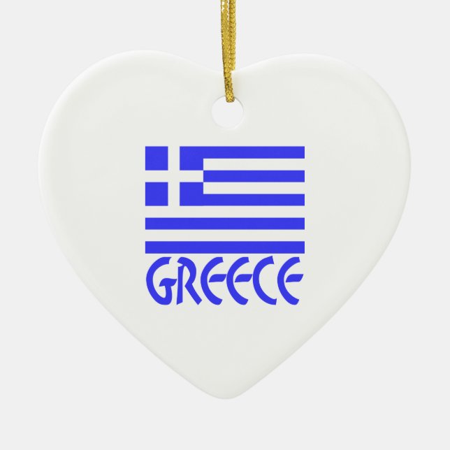 Greece and Greek Flag Ceramic Tree Decoration (Front)