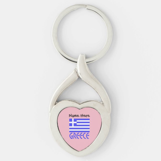 Greece and Greek Flag Personalised  Key Ring (Front)