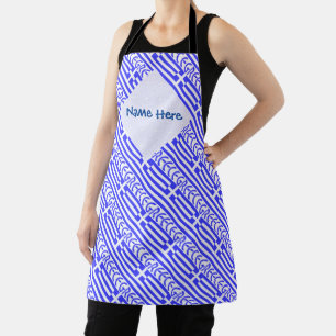 Greece and Greek Flag Tiled Blue Personalisation Apron