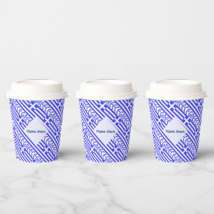 Greece and Greek Flag Tiled Blue Personalisation  Paper Cups