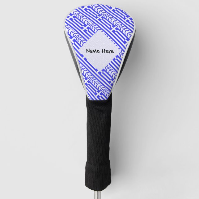 Greece and Greek Flag Tiled with Your Name Golf Head Cover (Front)
