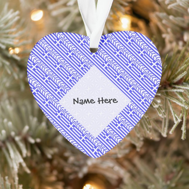 Greece and Greek Flag Tiled with Your Name Ornament (Tree)