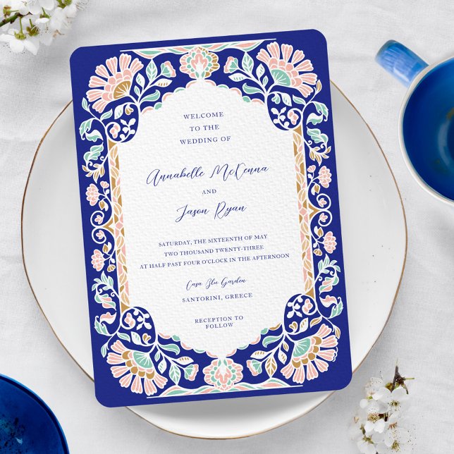 Greece Architecture Floral Decorate Frame Wedding Invitation (Greece Architecture Floral Decorate Frame Wedding Invitation)