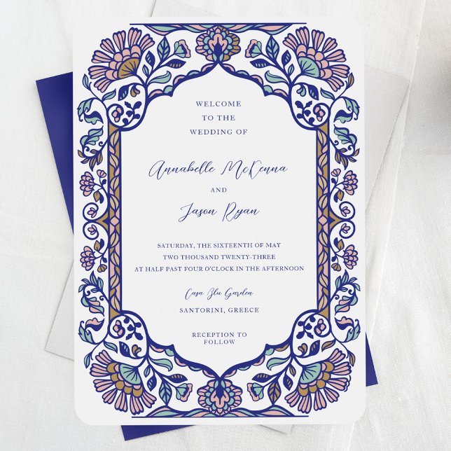 Greece Architecture Floral Decorate Frame Wedding Invitation (Greece Architecture Floral Decorate Frame Wedding Invitation)