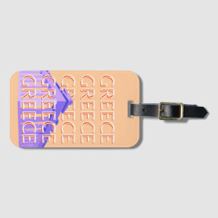 Greece, Athens Travel Art, Orange Luggage Tag