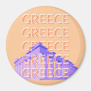 Greece, Athens Travel Art, Orange Magnet