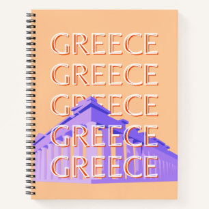 Greece, Athens Travel Art, Orange Notebook