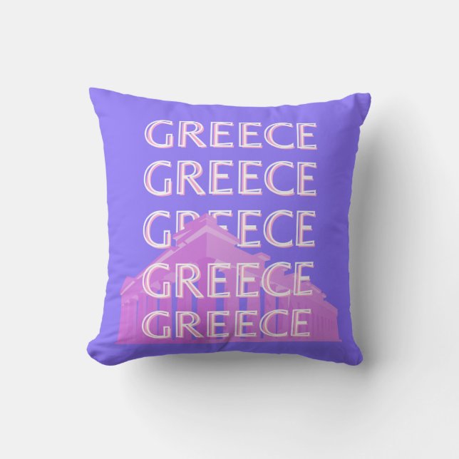 Greece, Athens Travel Art, Retro Travel Art Cushion (Front)