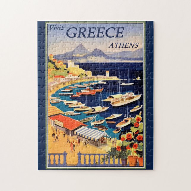 Greece Athens Travel Poster Jigsaw Puzzle (Vertical)