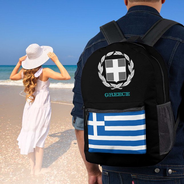 Greece bag, Greek flag, emblem /patriots Printed Backpack (Creator Uploaded)