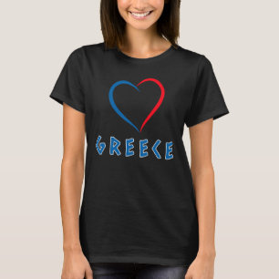 Greece Blue And Red Love Heart Women's T-Shirt