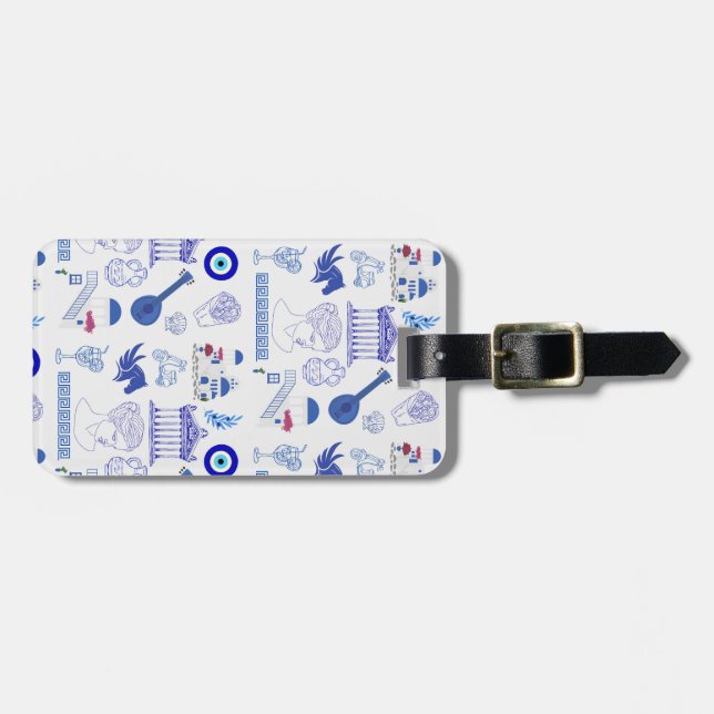 Greece Blue and White Luggage Tag (Front Horizontal)