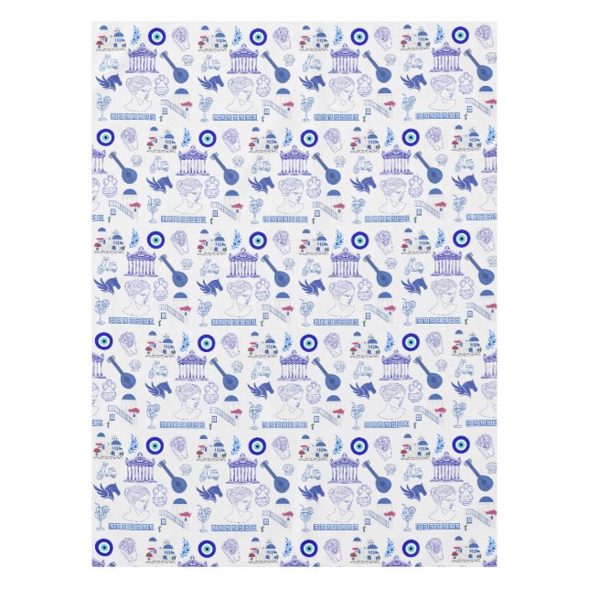 Greece Blue and White Tablecloth (Front)