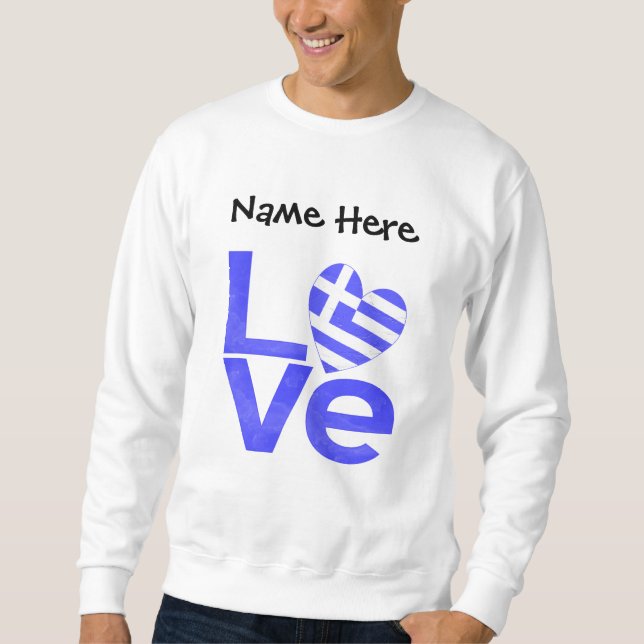 Greece Blue LOVE Heart Flag Personalised  Sweatshirt (Front)