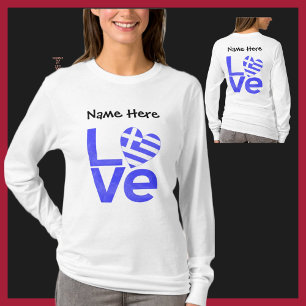 Greece Blue LOVE Heart Flag Personalised  T-Shirt
