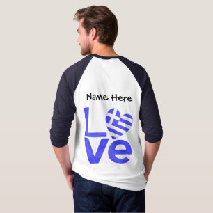 Greece Blue LOVE Heart Flag Personalised  T-Shirt