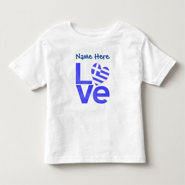 Greece Blue LOVE Heart Flag Personalised  Toddler T-Shirt (Front)