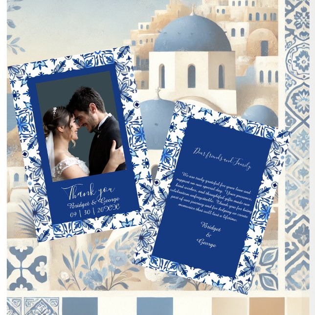 greece Blue Mediterranean Wedding Thank You photo (Creator Uploaded)