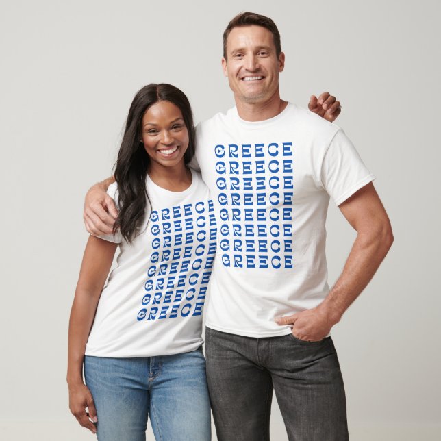 GREECE Blue Text Pattern T-Shirt (Unisex)