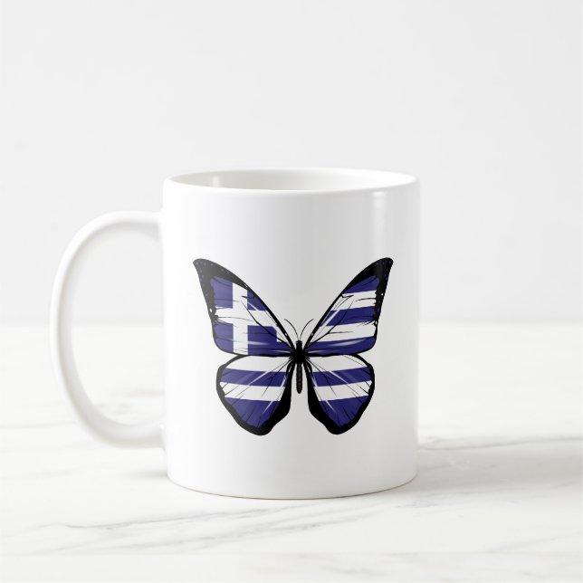 Greece Butterfly Flag Coffee Mug (Left)