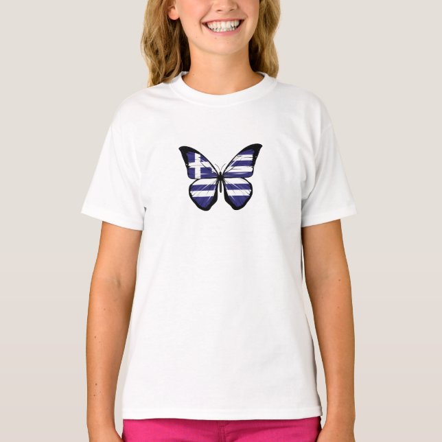 Greece Butterfly Flag T-Shirt (Front)