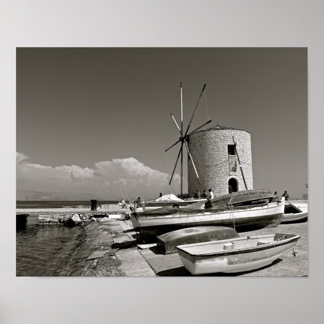 Greece, Corfu, Old Windmill, Poster (Front)