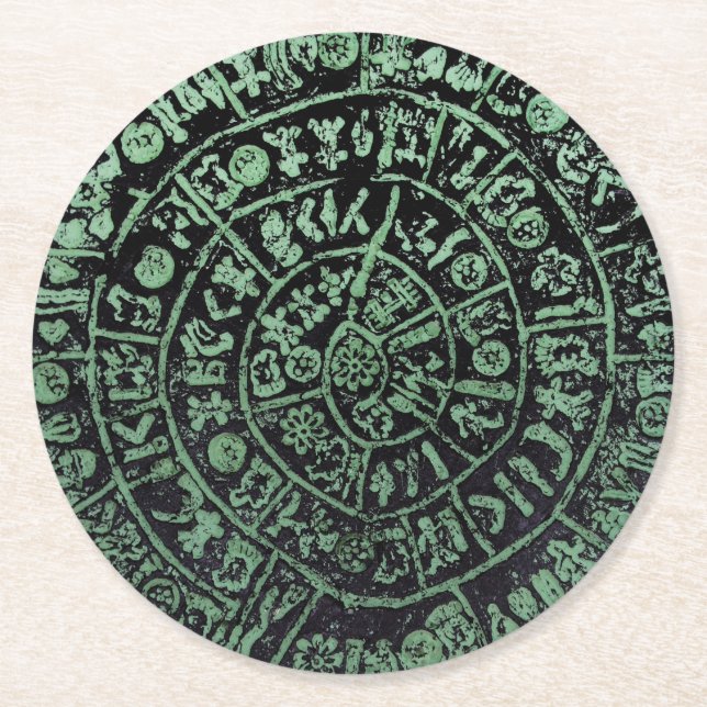Greece Crete Phaistos ancient disc history code Mi Round Paper Coaster (Front)