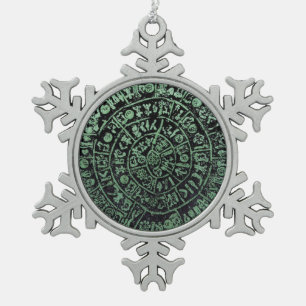 Greece Crete Phaistos ancient disc history code Mi Snowflake Pewter Christmas Ornament