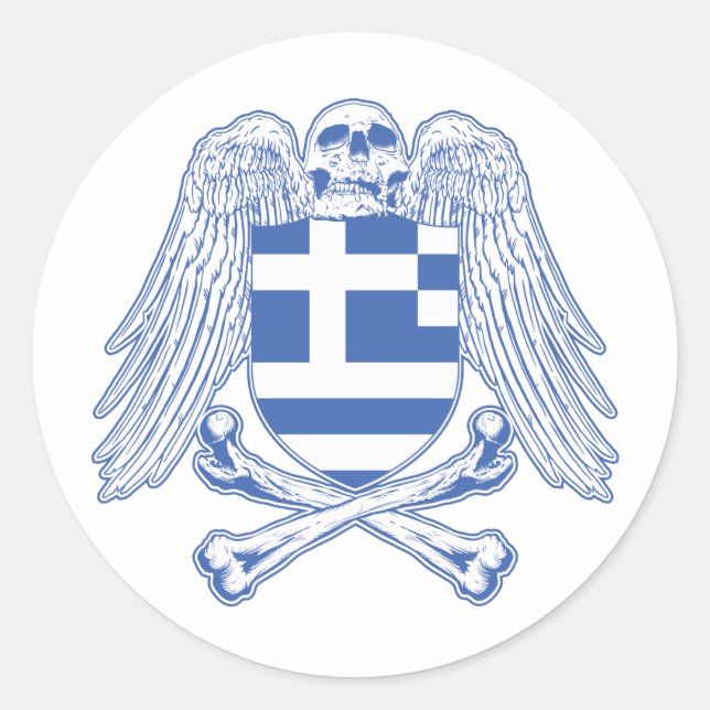 Greece Crossbones Classic Round Sticker (Front)