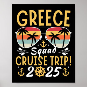 Greece Cruise Family 2025 Squad Vacation Matching Poster