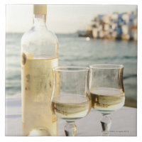 Greece, Cyclades Islands, Mykonos, Wine on table