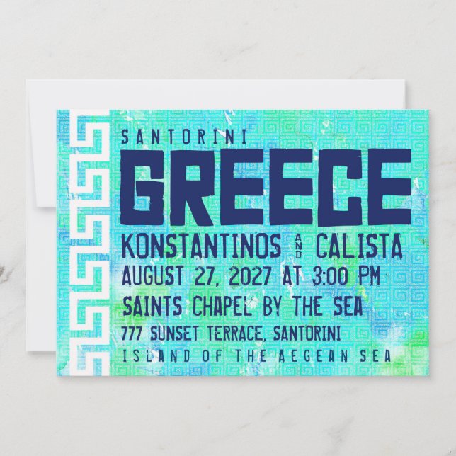 GREECE Destination Wedding Invitation (Front)
