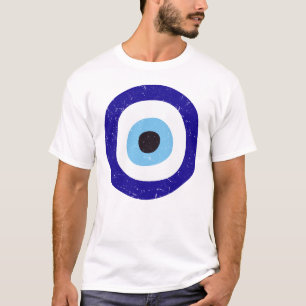 Greece Evil Eye Distressed Design Men's White T-Shirt