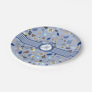 Greece: famous items of the country paper plate