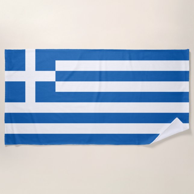 Greece Flag Beach Towel (Front)